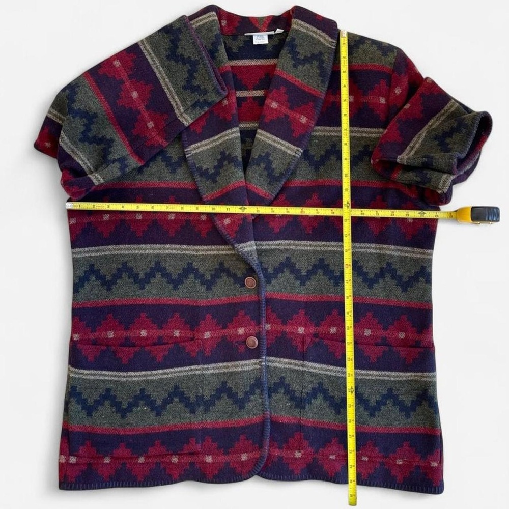 Vintage Portraits by Northern Isles Wool Aztec Southwestern Red Green Jacket - Picture 4 of 7